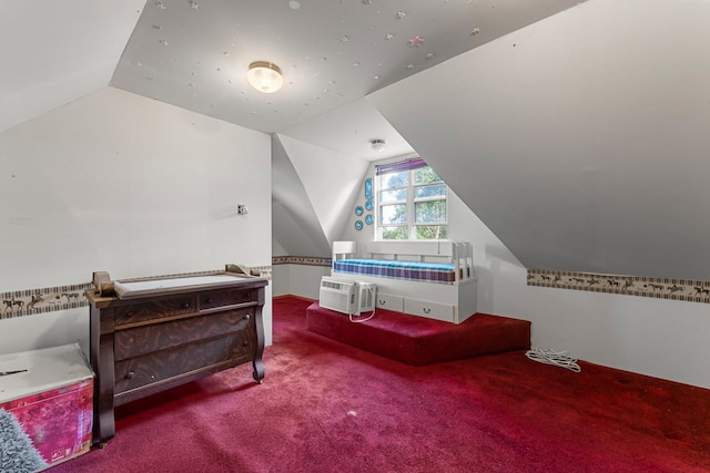 11826 State Road 48, Frederic, WI 54837 - carpeted bedroom with lofted ceiling and an AC wall unit
