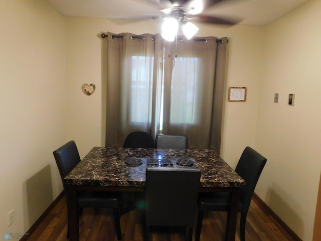 961 4th Ave W Unit B, West Fargo, ND 58078 - dining room with a ceiling fan and dark wood-type flooring