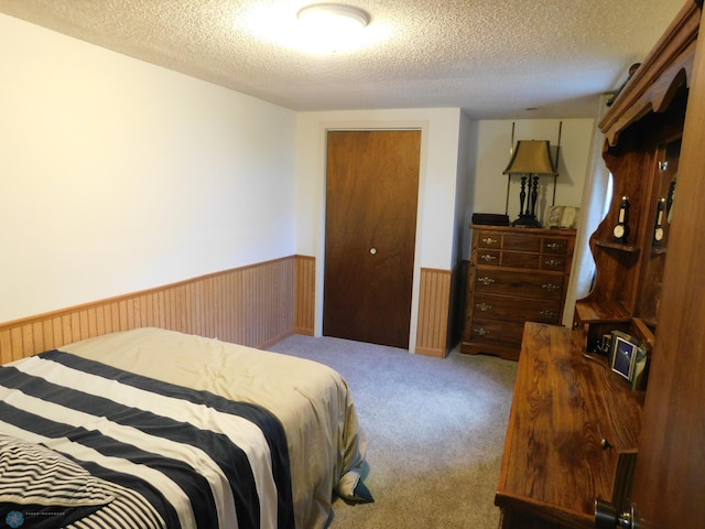 961 4th Ave W Unit B, West Fargo, ND 58078 - bedroom with wainscoting, a textured ceiling, and carpet