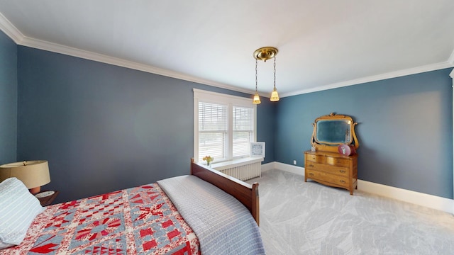 315 Fountain St, Albert Lea, MN 56007 - bedroom featuring ornamental molding, carpet flooring, and radiator heating unit