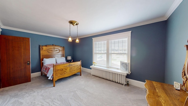 315 Fountain St, Albert Lea, MN 56007 - bedroom with radiator, ornamental molding, and carpet flooring