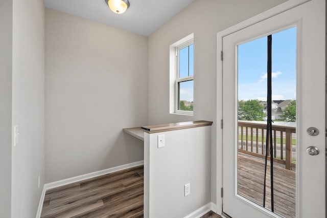 15484 Eames Way, Apple Valley, MN 55124 - doorway to outside with wood finished floors and baseboards