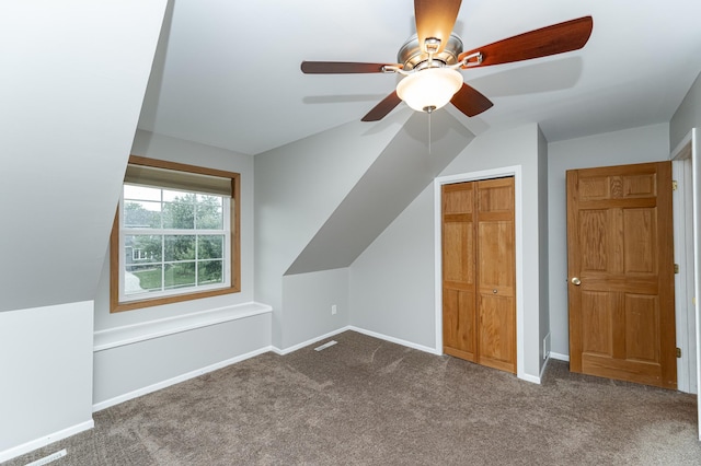 2319 Viola View Ln NE, Rochester, MN 55906 - bonus room featuring dark carpet, a ceiling fan, and lofted ceiling