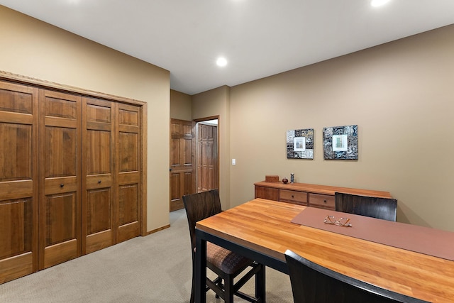 11582 Raspberry Hill Rd, Eden Prairie, MN 55344 - dining space featuring light carpet, recessed lighting, and an office area