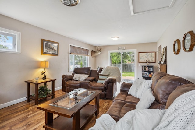6342 Baker Ave NE, Fridley, MN 55432 - living area with attic access and light wood finished floors