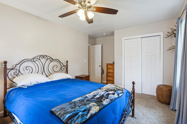 6342 Baker Ave NE, Fridley, MN 55432 - bedroom featuring carpet floors, a closet, and a ceiling fan