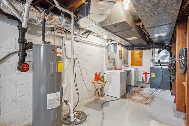 6342 Baker Ave NE, Fridley, MN 55432 - unfinished below grade area with water heater, independent washer and dryer, and heating unit