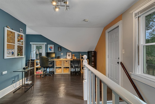 212 30th Ave N, Saint Cloud, MN 56303 - office space with wood finished floors, vaulted ceiling, and a chandelier