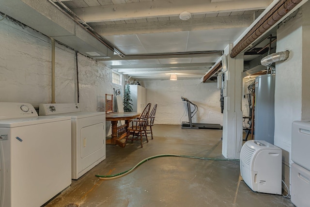 212 30th Ave N, Saint Cloud, MN 56303 - unfinished basement with washing machine and clothes dryer and water heater