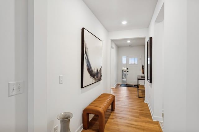 7661 Swan St, Lino Lakes, MN 55014 - corridor featuring light wood finished floors and recessed lighting