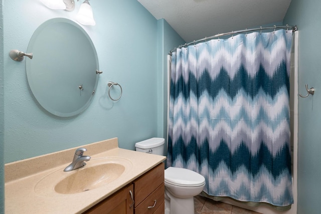 N8343 Mcwain Dr, Holland Twp, WI 54636 - full bath with vanity, tile patterned floors, and a shower with shower curtain