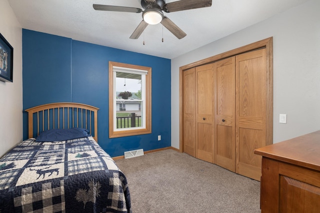 N8343 Mcwain Dr, Holland Twp, WI 54636 - carpeted bedroom with a ceiling fan and a closet