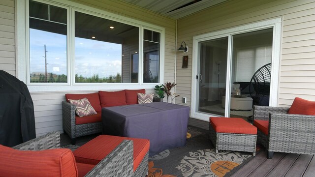 1872 Oakpointe Dr, Waconia, MN 55387 - wooden terrace with outdoor lounge area and a grill