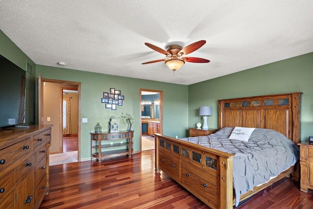 20604 Jasmine Path, Lakeville, MN 55044 - bedroom with wood finished floors, ensuite bathroom, ceiling fan, and a textured ceiling