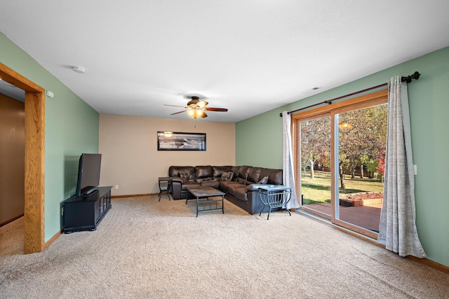 20604 Jasmine Path, Lakeville, MN 55044 - carpeted living room with a ceiling fan and baseboards
