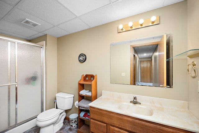 20604 Jasmine Path, Lakeville, MN 55044 - full bathroom featuring vanity, a shower stall, and a paneled ceiling