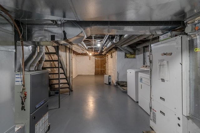 500 Sherman St, North Mankato, MN 56003 - unfinished basement with independent washer and dryer and stairs