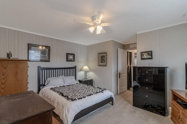616 Southhaven Dr, Mankato, MN 56001 - bedroom featuring light colored carpet, crown molding, and ceiling fan