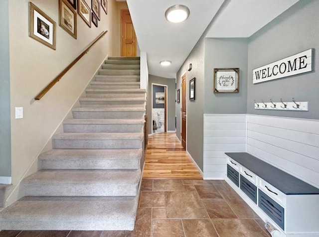 315 32nd St, Grand Rapids, MN 55744 - staircase featuring stone finish floors