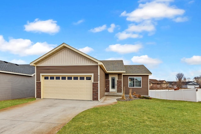 945 Breckenridge Ln, Montrose, MN 55363 - view of front of property featuring a garage, concrete driveway, a shingled roof, board and batten siding, and brick siding