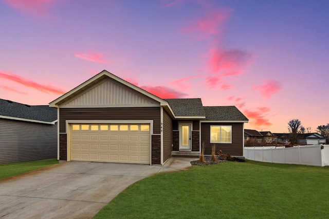 945 Breckenridge Ln, Montrose, MN 55363 - ranch-style home with driveway, a garage, board and batten siding, and a shingled roof