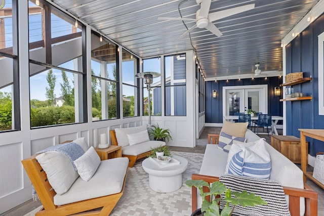 7568 Glen Alcove, Woodbury, MN 55129 - sunroom / solarium with a ceiling fan and french doors