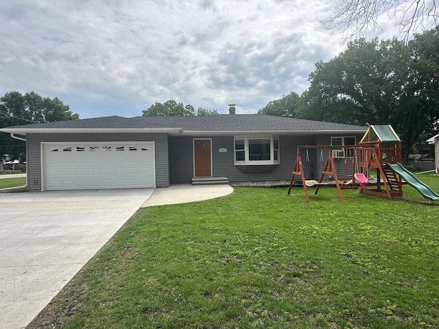 1520 6th St, Montevideo, MN 56265 - single story home featuring driveway, a garage, a front yard, and a playground