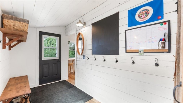 21038 Lace Ave, Hutchinson, MN 55350 - mudroom featuring wood finished floors and vaulted ceiling