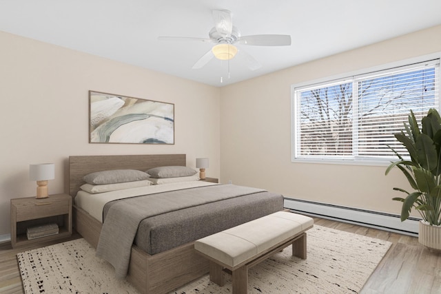 2801 Flag Ave N Unit 203, New Hope, MN 55427 - bedroom featuring a baseboard heating unit, multiple windows, and light wood-type flooring