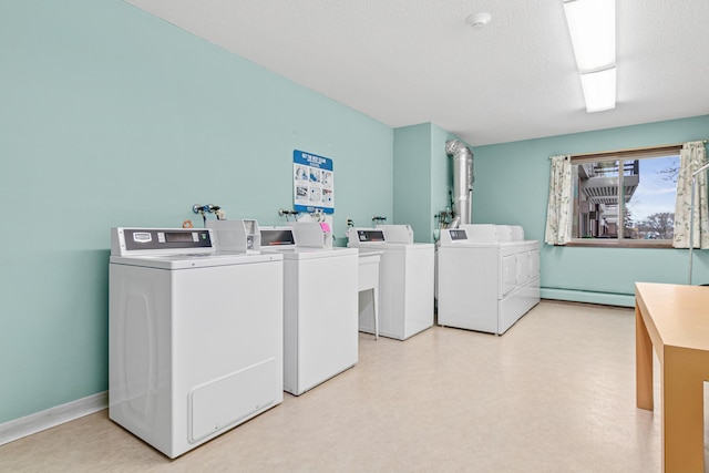 2801 Flag Ave N Unit 203, New Hope, MN 55427 - community laundry room with separate washer and dryer, a baseboard heating unit, and light floors