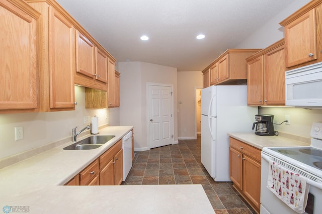 508 19th Ave W Unit C, West Fargo, ND 58078 - kitchen featuring white appliances, stone finish flooring, recessed lighting, and light countertops