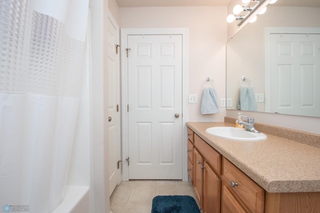 508 19th Ave W Unit C, West Fargo, ND 58078 - bathroom with vanity, tile patterned flooring, and shower / bath combination with curtain