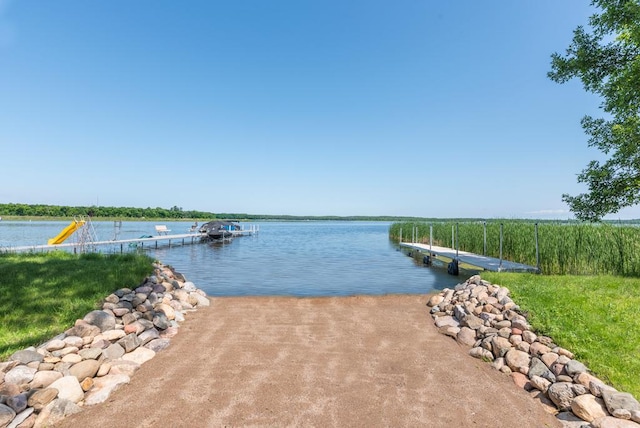 26877 Rainbow Ln, Merrifield, MN 56465 - dock area with a water view