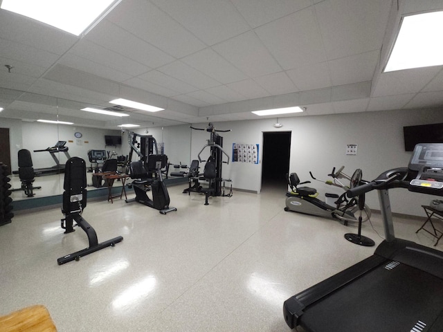 1181 Edgcumbe Rd Unit 709, Saint Paul, MN 55105 - gym with baseboards and a paneled ceiling