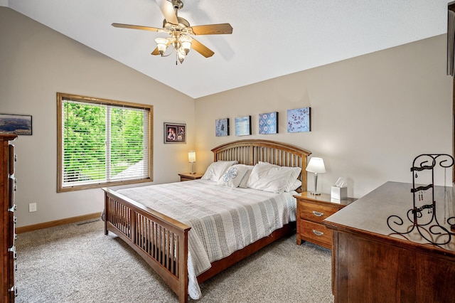 121 Arbor St, Northfield, MN 55057 - bedroom with light carpet, lofted ceiling, and a ceiling fan