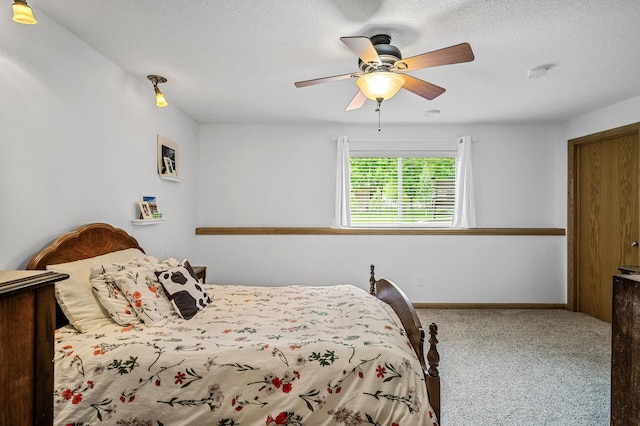 121 Arbor St, Northfield, MN 55057 - bedroom with carpet floors, a ceiling fan, and a textured ceiling