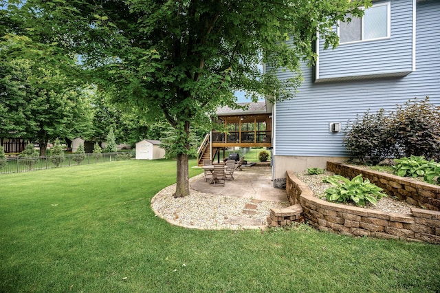 121 Arbor St, Northfield, MN 55057 - view of yard featuring a storage unit, a patio area, and stairway