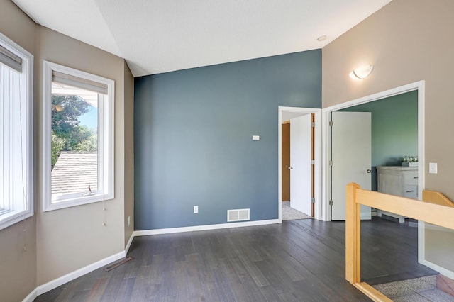10902 Eagle Lake Blvd, Maple Grove, MN 55369 - unfurnished office with vaulted ceiling and dark wood-type flooring
