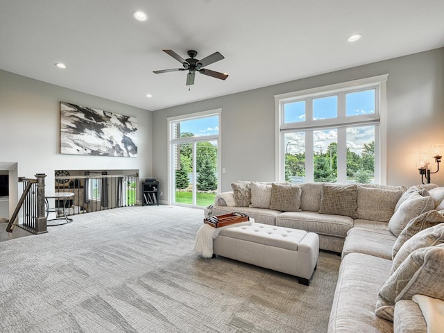 6937 94th St S, Cottage Grove, MN 55016 - living room with recessed lighting and a ceiling fan