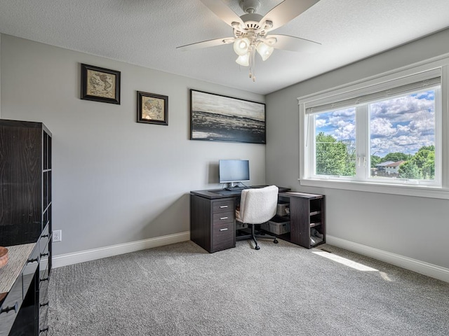 6937 94th St S, Cottage Grove, MN 55016 - carpeted office space with a ceiling fan and a textured ceiling