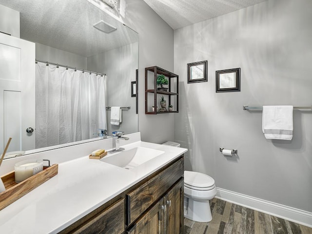 6937 94th St S, Cottage Grove, MN 55016 - bathroom featuring wood finished floors, a textured ceiling, and vanity