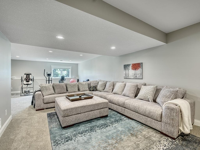 6937 94th St S, Cottage Grove, MN 55016 - living area with carpet, recessed lighting, and a textured ceiling