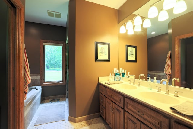 21601 Timber Hills Trl, Nisswa, MN 56468 - full bathroom featuring double vanity and a bath