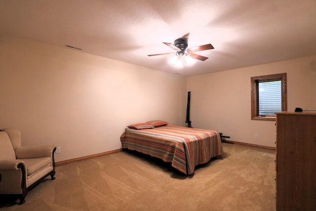 21601 Timber Hills Trl, Nisswa, MN 56468 - bedroom with light colored carpet and a ceiling fan