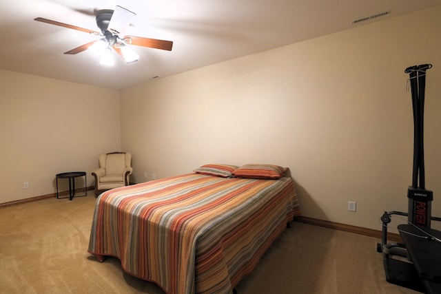 21601 Timber Hills Trl, Nisswa, MN 56468 - bedroom with light carpet and a ceiling fan