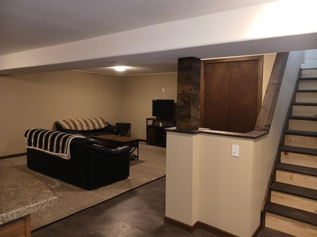 1235 Mitchell Pl, Fergus Falls, MN 56537 - living area featuring stairs and concrete floors