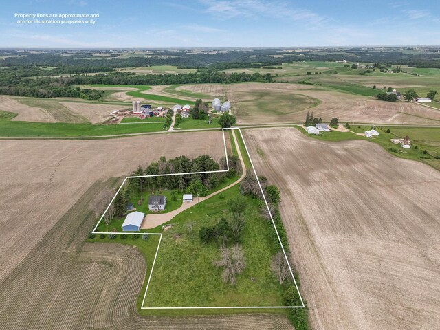 N2498 50th St, Union Twp, WI 54761 - overview of rural landscape with property parcel outlined