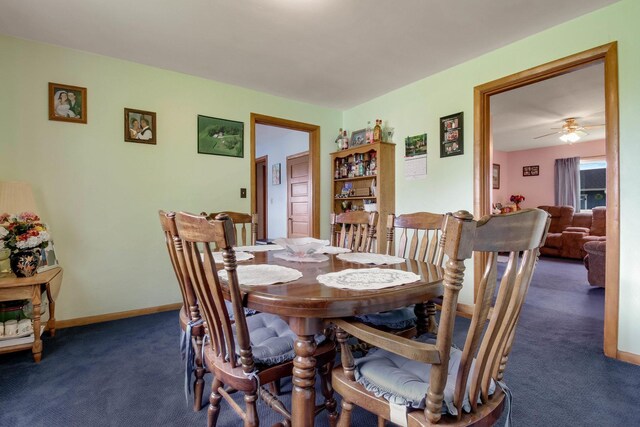 N2498 50th St, Union Twp, WI 54761 - dining space featuring carpet flooring and a ceiling fan