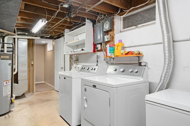 522 14th St NE, Owatonna, MN 55060 - laundry area with washer and clothes dryer, water heater, and electric panel