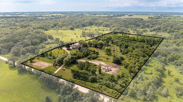 4354 48th St NE, Haverhill Twp, MN 55906 - aerial overview of property's location with property parcel outlined and a forest